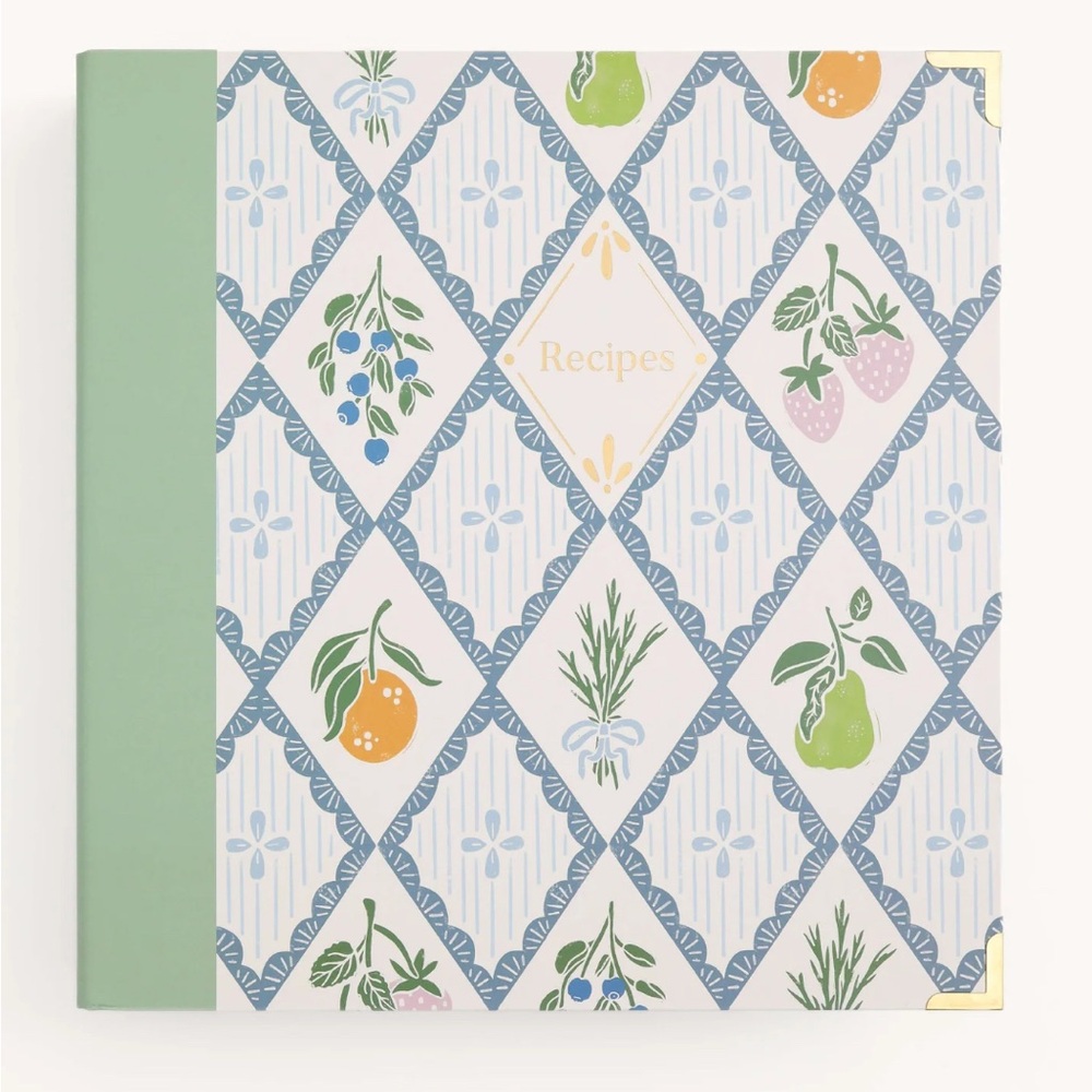 Charming Recipe Book with Green and Blue Pattern